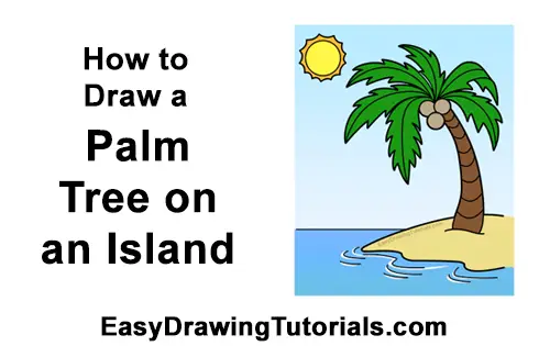 How to Draw Cartoon Palm Tree Tropical Island Beach Clipart