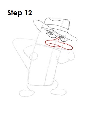 Draw Perry the Platypus Step 12