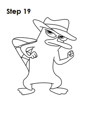 Draw Perry the Platypus Step 19