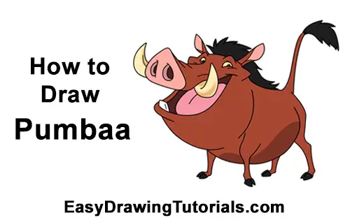 How to Draw Pumbaa Pumba Pig Warthog Lion King Disney