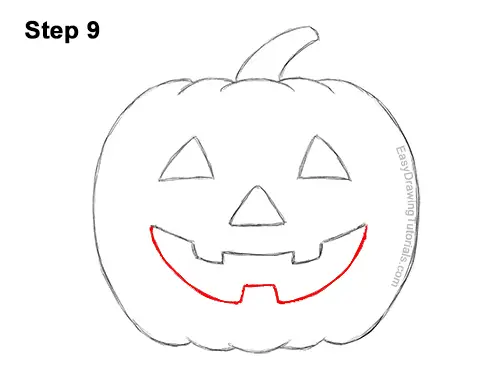 How to Draw a Halloween Pumpkin jack-o-lantern Smiling 9