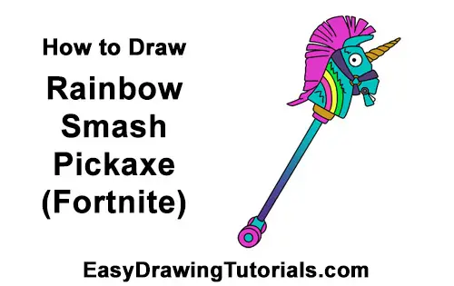 How to Draw Fortnite Rainbow Smash Pickaxe Unicorn