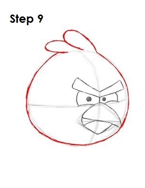Draw Red Angry Bird Step 9