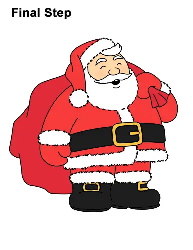 Line Drawing Of A Santa Claus With Present Vector