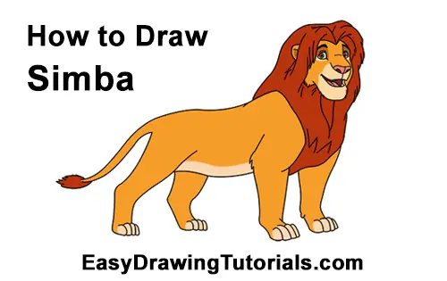 How to Draw Adult Grown Up Simba Lion King Disney