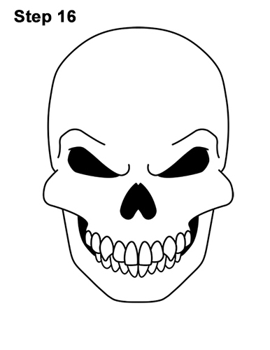 How to Draw Scary Creepy Angry Evil Skull Skeleton Halloween 16