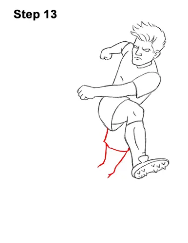 How to Draw Cartoon Soccer Football Player Kicking Ball 13