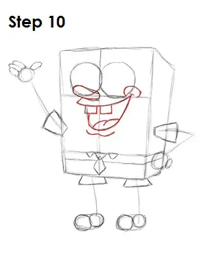 Draw SpongeBob SquarePants Step 10