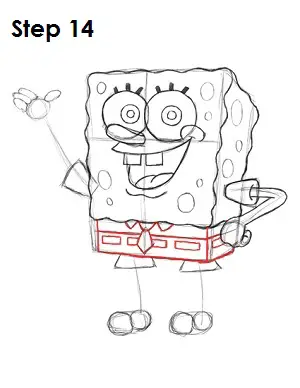 Draw SpongeBob SquarePants Step 14