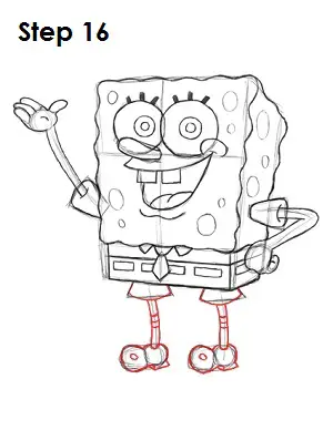 Draw SpongeBob SquarePants Step 16