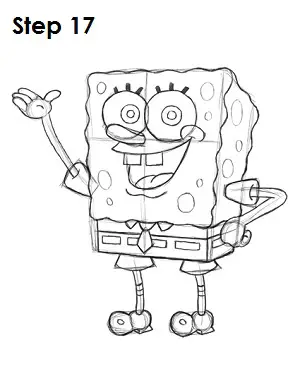 Draw SpongeBob SquarePants Step 17
