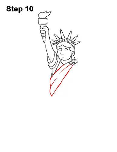How to Draw Cartoon Statue of Liberty 10