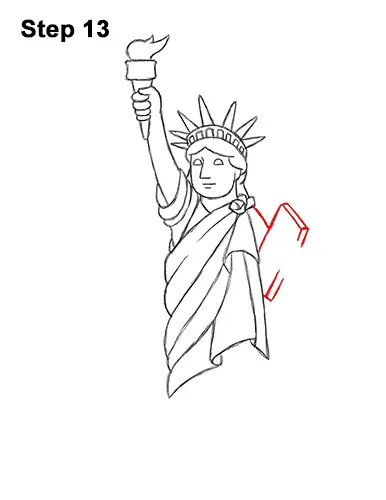 How to Draw Cartoon Statue of Liberty 13