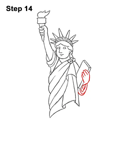 How to Draw Cartoon Statue of Liberty 14