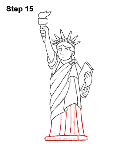 How to Draw Cartoon Statue of Liberty 15