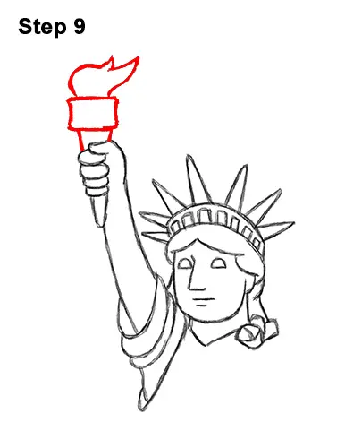 How to Draw Cartoon Statue of Liberty 9