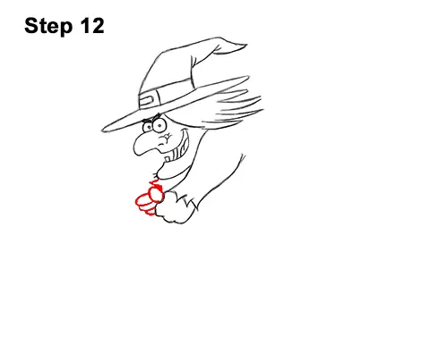 How to Draw Cartoon Witch Flying Broom Halloween 12