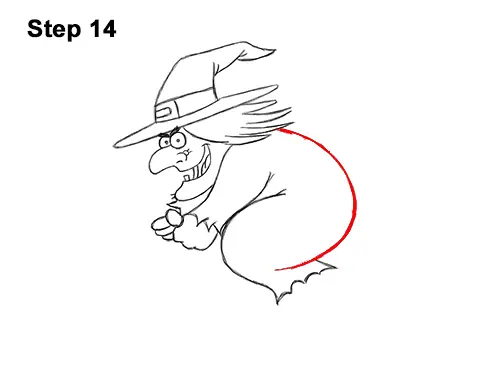 How to Draw Cartoon Witch Flying Broom Halloween 14