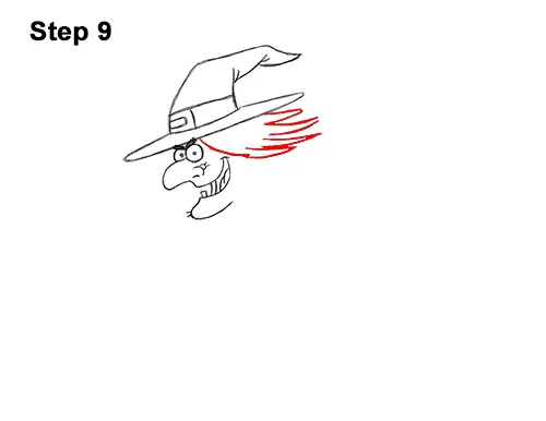 How to Draw Cartoon Witch Flying Broom Halloween 9
