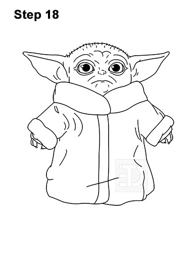 How to Draw The Child Baby Yoda Mandalorian Star Wars 18