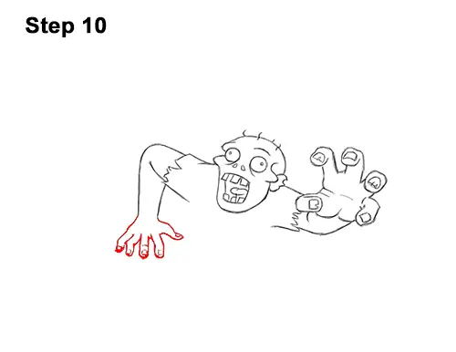 How to Draw Cartoon Zombie Coming out of the Ground 10