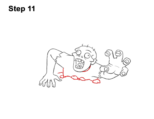 How to Draw Cartoon Zombie Coming out of the Ground 11