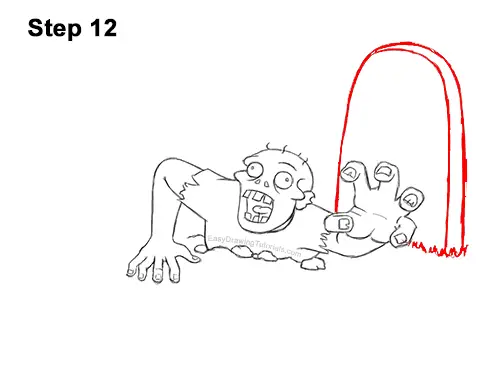 How to Draw Cartoon Zombie Coming out of the Ground 12