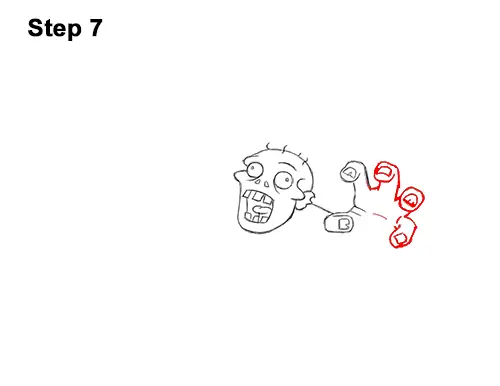 How to Draw Cartoon Zombie Coming out of the Ground 7