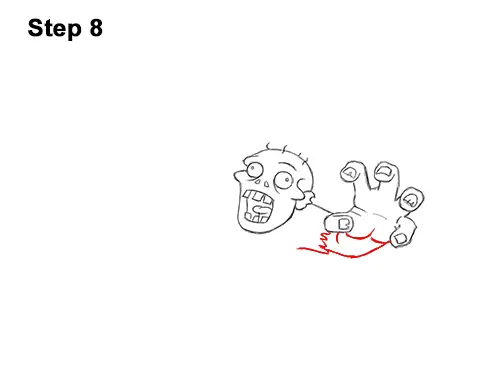 How to Draw Cartoon Zombie Coming out of the Ground 8