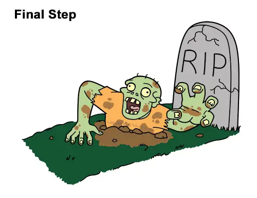 How to Draw Cartoon Zombie Coming out of the Ground Clipart