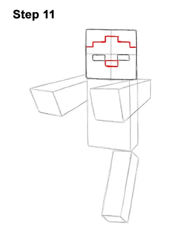 How to Draw Zombie Mob Minecraft Full Body 11