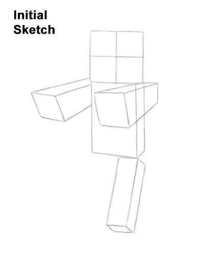 How to Draw Zombie Mob Minecraft Full Body Guides Lines